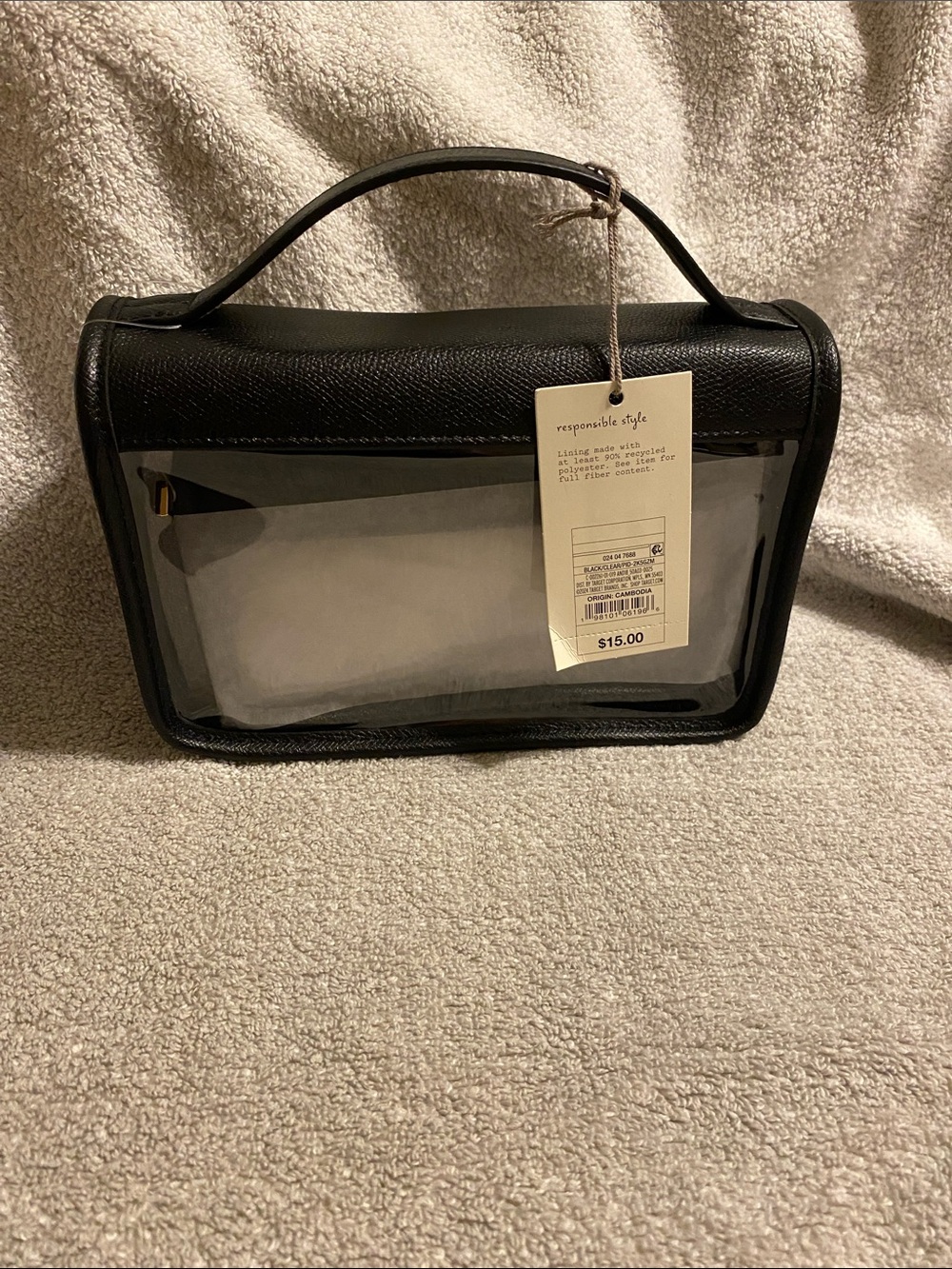 a new day Black Clear-Panel Top Handle Toiletry Bag